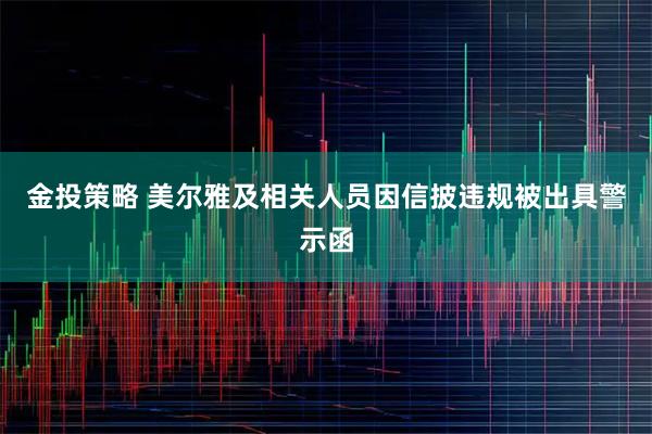 金投策略 美尔雅及相关人员因信披违规被出具警示函